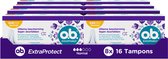 o.b. ExtraProtect Normaal - tampons - tampon gemiddelde tot zwaardere menstruatiedagen - 8 x 16 stuks