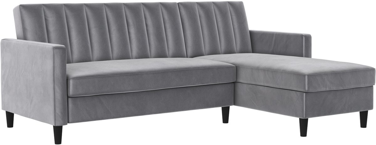Notio Living Celine-Slaapbank - Grijs Fluweel 3zitplekken Fluweel Grijs