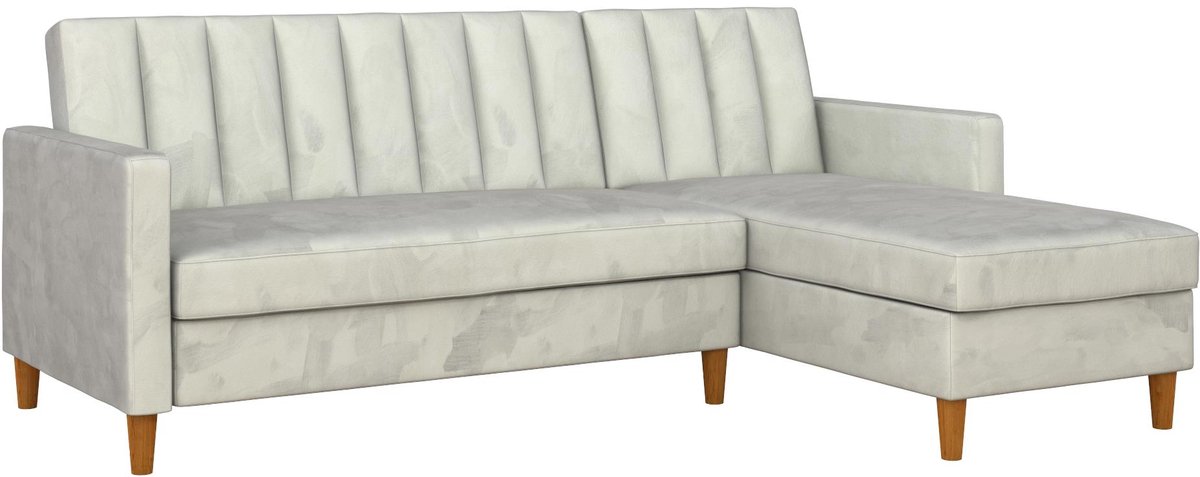 Notio Living Celine-Slaapbank - 4-zits - Lichtgrijs Fluweel