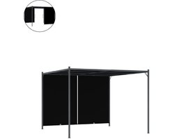 Pergola - 3 x 3 m - Prieel - Paviljoen - Terras - Weerbestendig - Metalen Frame - Met zonwering - Antraciet