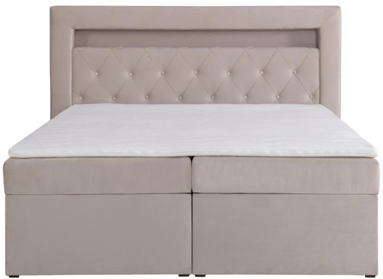 Bed 140 x 190 cm - Stof met bouclé-effect - Ecru matras - UPILIA L 153 cm x H 101 cm