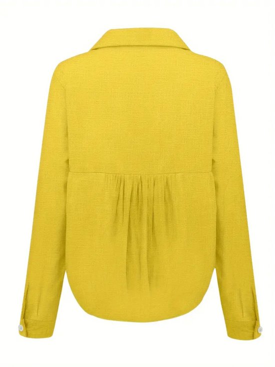 Chemisier en lin Nivard pour femme - T-shirt - Polo - Chemise - Été - Style Ibiza - Jaune - Taille S