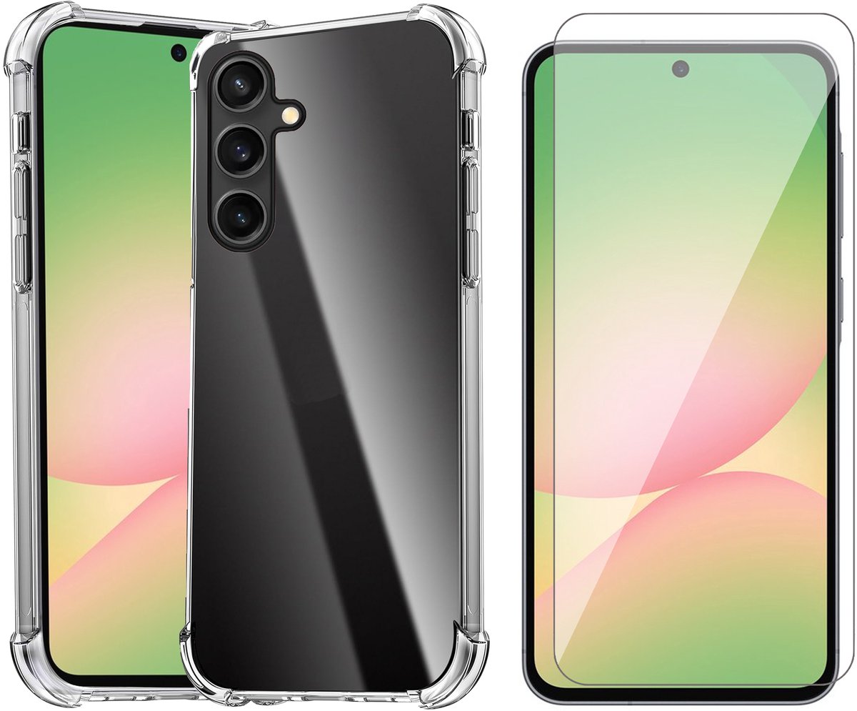 Hoesje geschikt voor Samsung Galaxy A56 / A36 - Screenprotector Glas - Shockproof Transparant