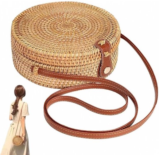 Sac en rotin Paille/ Roseau Handgemaakt 20 x cm