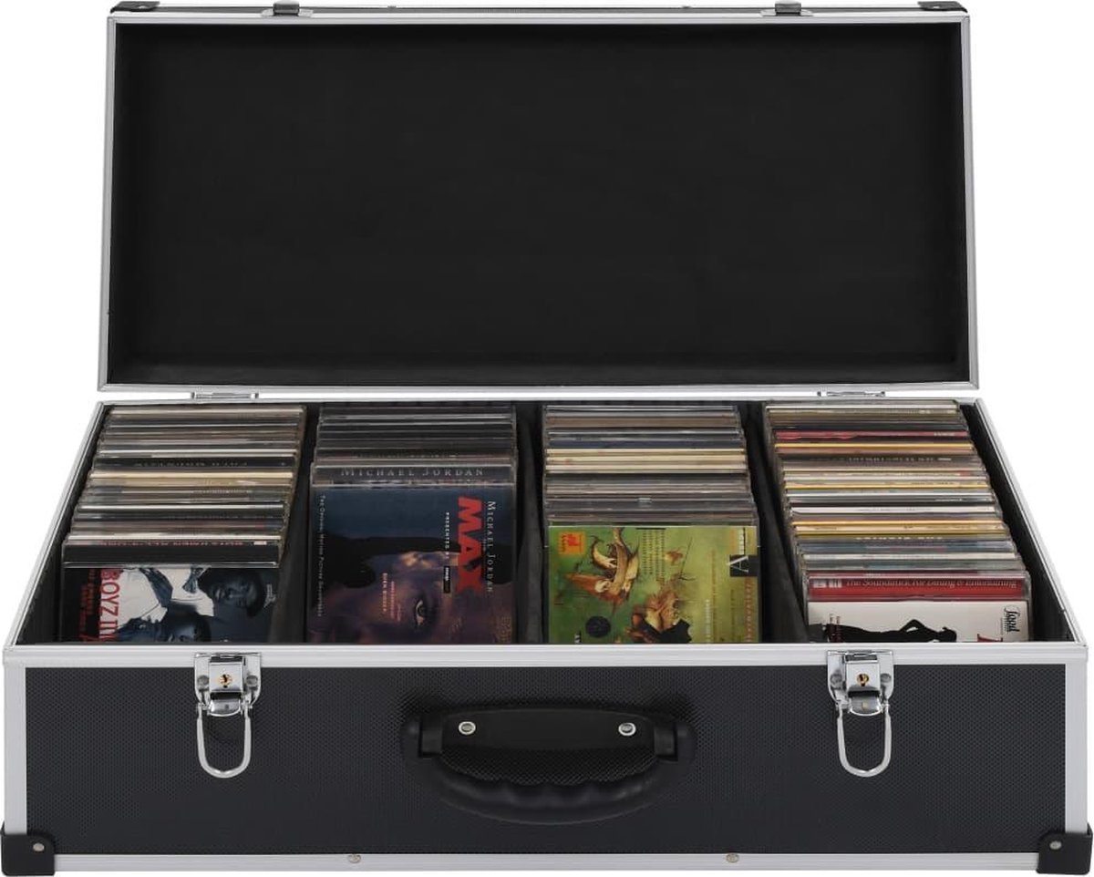 vidaXL - Cd-koffer - voor - 80 - cd's - aluminium - ABS - zwart