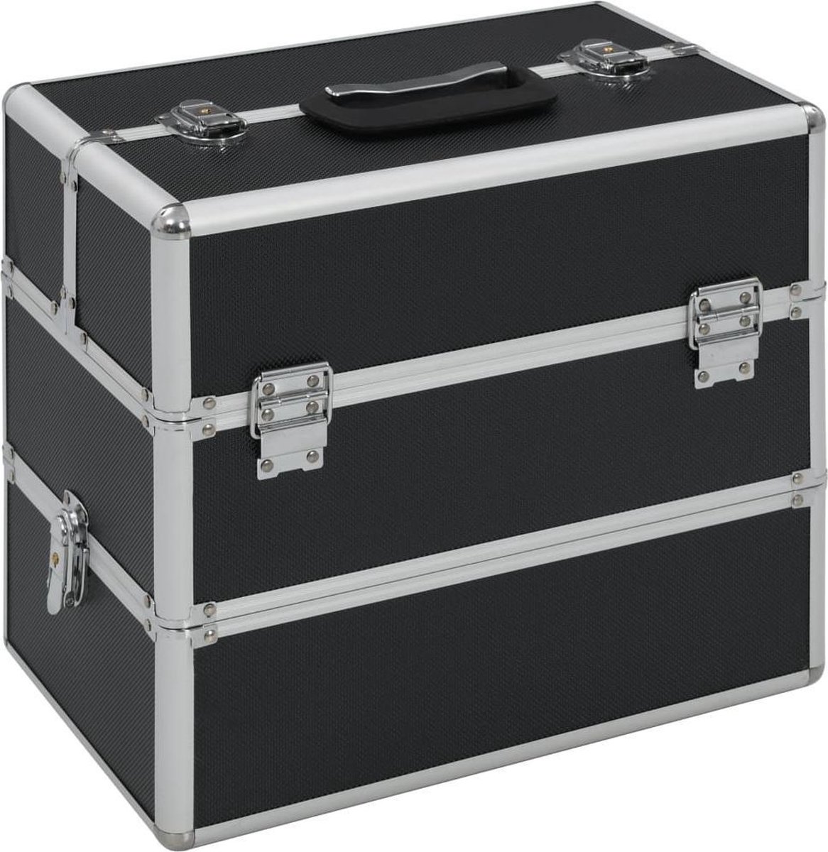 Goedkoopste vidaXL - Make-up - koffer - 37x24x35 - cm - aluminium - zwart