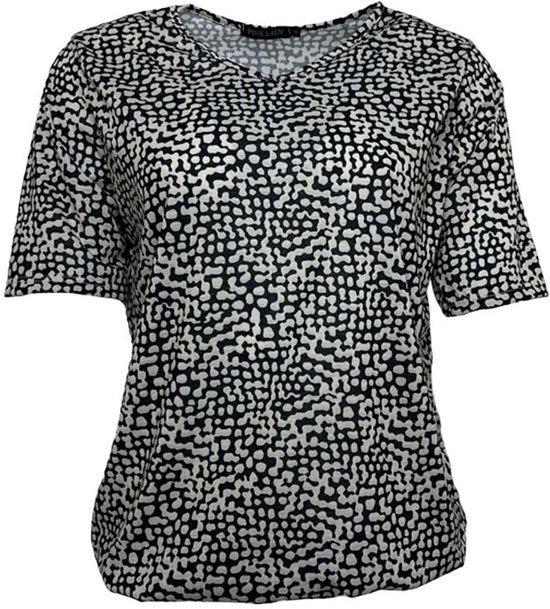 Pink Lady dames shirt - E133 - zwart/wit print - KM - maat XL