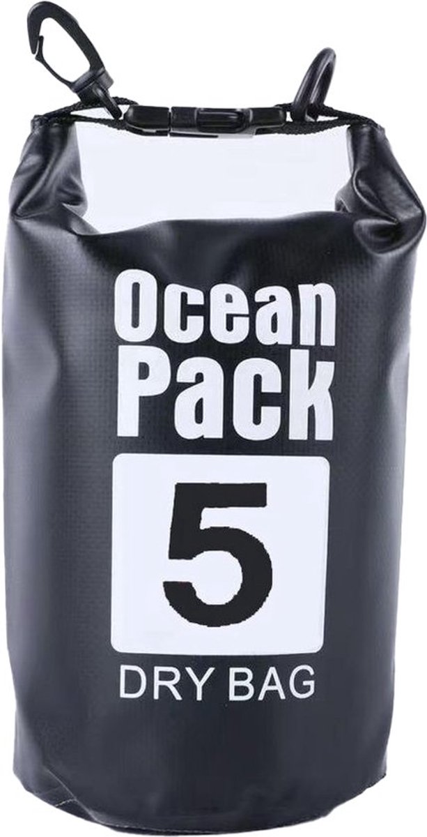 Waterdichte Tas - Dry bag - 5L - Zwart - Ocean Pack - Dry Sack - Survival Outdoor Rugzak - Drybags - Boottas - Zeiltas