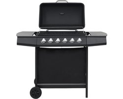 vidaXL Gasbarbecue met 6 kookzones staal zwart