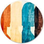 Abstracte silhouetten en kleuren - Silhouetten muurdecoratie rond - Wandpaneel figuren - Abstract expressionisme - Moderne metalen muurcirkels - Muurkunst - Muurcirkel aluminium 80x80 cm