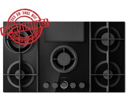 Elica NIKOLATESLA FLAME BL/F/83, Noir, Intégré, 88 cm, Gaz, En fonte, 4 zone(s)