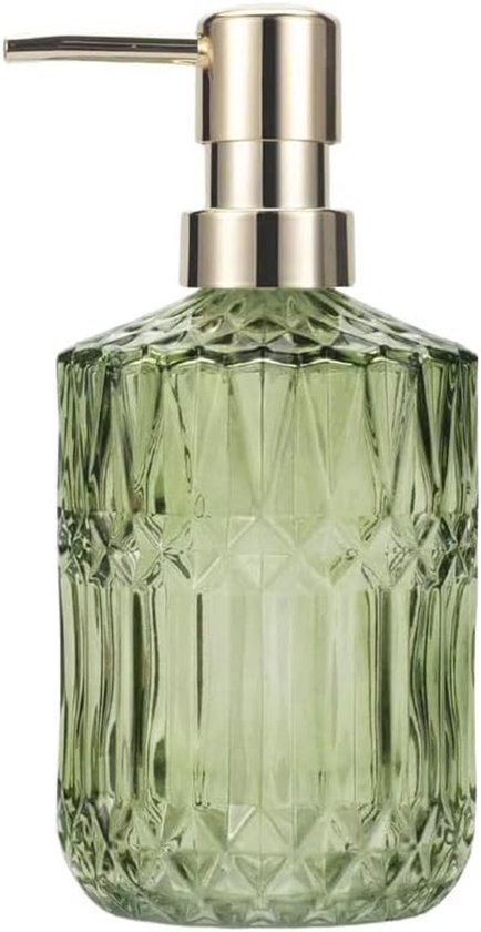 KADAX Zeepdispenser van glas, 450 ml, elegante glazen zeepdispenser met pomp van kunststof, navulbare dispenser, zeepdispenser, lotiondispenser (oranje