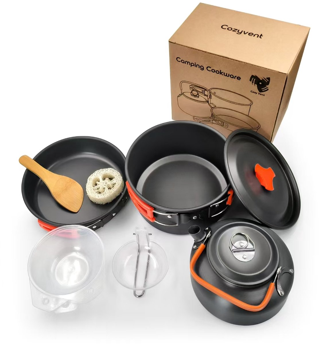 Kit Casserole Camping Fire-Maple - Ustensiles Cuisine Randonnée | Marmite 1.5L + Bouilloire + Poêle