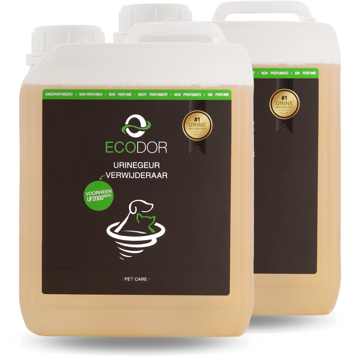 Ecodor UF2000 4Pets Urinegeur Verwijderaar Kat - Kattenpis Geur Verwijderen - Ongeparfumeerd - Navulling 2× 2500 ml
