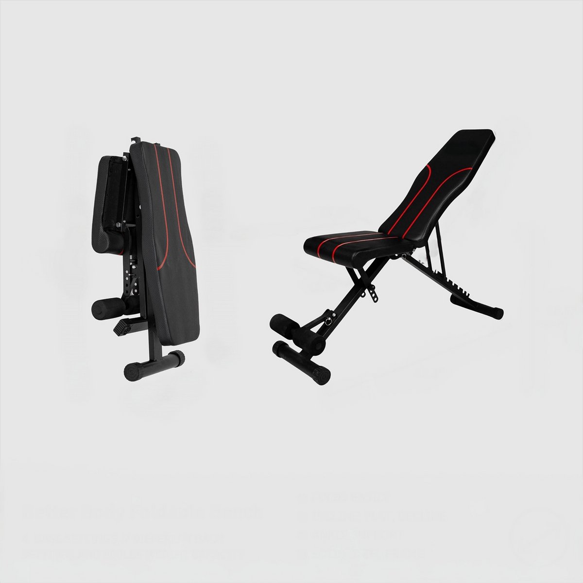 Verstelbare Halterbank - Fitnessbank – Trainingsbank - Bench Press – Verstelbaar en Inklapbaar - Geschikt voor Krachttraining, Bankdrukken & Workouts – Zwart/Rood