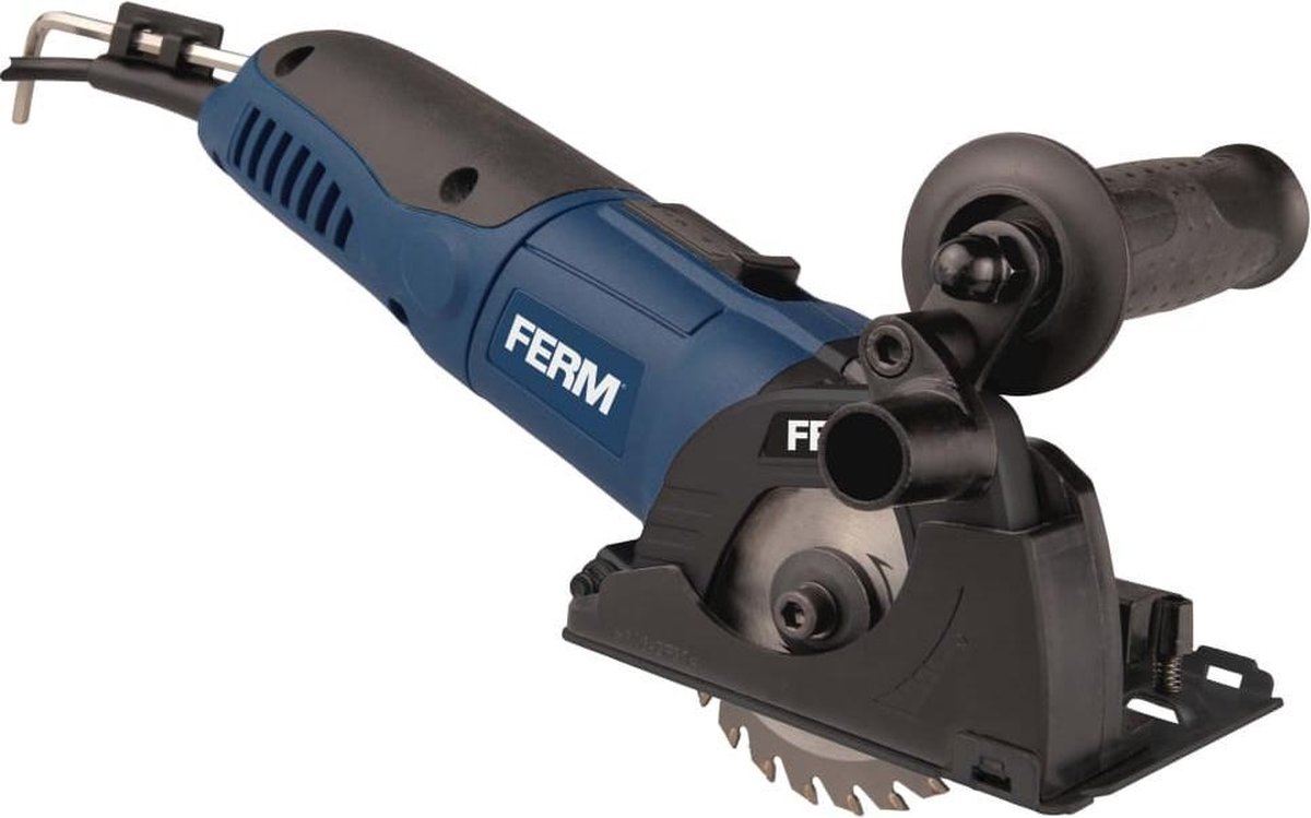 FERM - CSM1043 - Invalzaag - Mini-cirkelzaag - 500W - Ø85mm - variabele snelheden - inclusief - 3 zaagbladen - stofzuiging adapter - opbergkoffer - FERM
