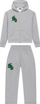 Survêtement SB Legacy unisexe – Set streetwear pour homme et femme – Sweat à capuche zippé et pantalon de jogging – Grijs /Vert – Taille XS à XL – Strictly Business Clothing