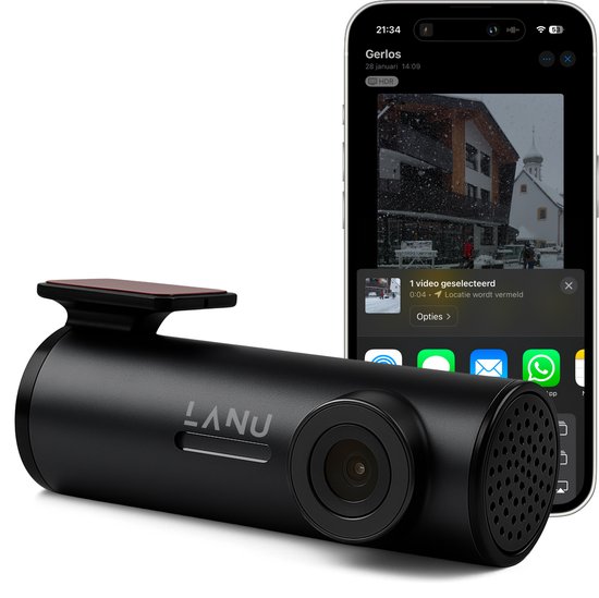 Dashcam PRO mini - 2.5K - WiFi App - Dashcam voor auto - Loop recording - Nachtzicht - Botsingdetectie - 64Gb SD-kaart
