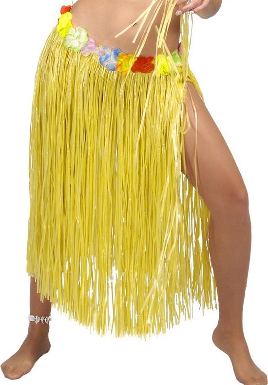 Fiestas Guirca Hawaii verkleed rokje - voor volwassenen - geel - 50 cm - hoela rok - tropisch
