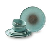 Set de table Royal Belinda - Service de table - 12 pièces - Céramique - 4 personnes - Service d'assiettes - Assiettes à petit-déjeuner - Assiettes plates - Set de Bols - Vert