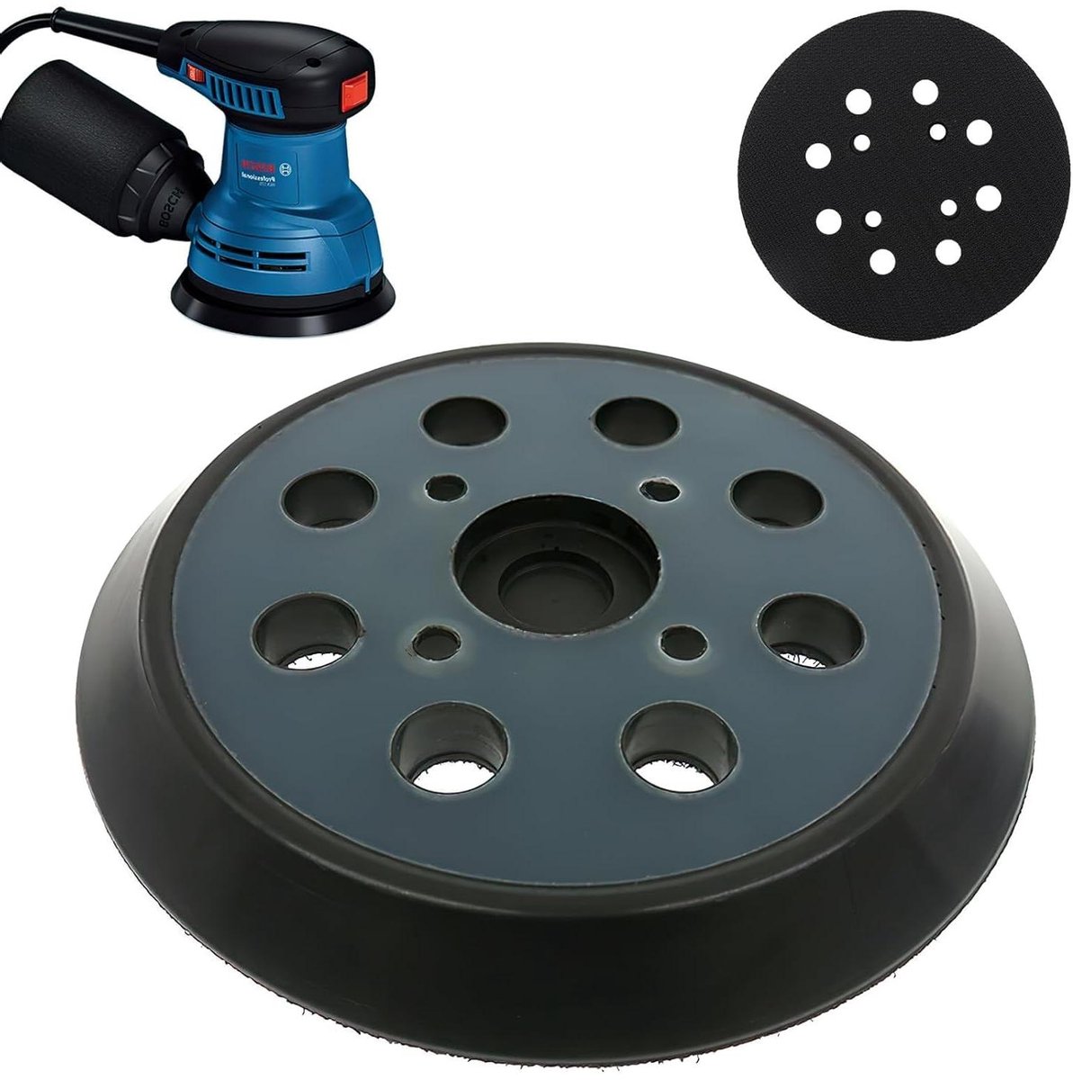 2 professionele schuurschijven 125 mm, met haken en lus met 8 gaten 2 professionele schuurschijven 125 mm, met haken en lus met 8 gaten