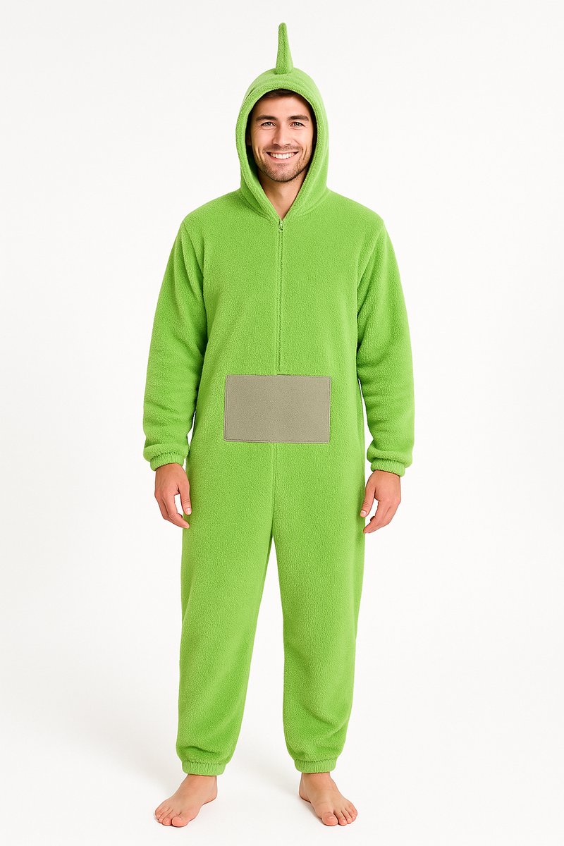 KrijgHonger® -TV BABY Onesie - Groen Verkleedkostuum Volwassenen - L (160-170cm) - Onesie Pyjama - Carnavalskleding - Verkleedkleding - Groepskostuum