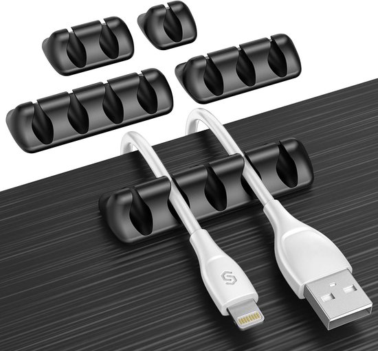 URAQT Kabelclips, 5 Stuks Kabelnetjes Houders Siliconen Zelfklevende Koordorganizer Clips, USB-kabelhouder Systeemkabelbeheer voor Thuis, Kantoor, Auto en Bureau URAQT Kabelclips, 5 Stuks Kabelnetjes Houders Siliconen Zelfklevende Koordorganizer Clips, USB-kabelhouder Systeemkabelbeheer voor Thuis, Kantoor, Auto en Bureau