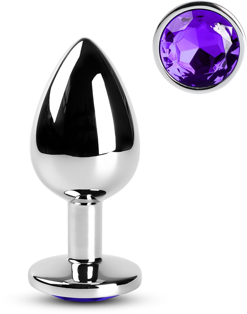Metalen Buttplug met Paarse Kristal – Luxe Anale Plug voor Beginners & Gevorderden – Hypoallergeen en Stijlvol