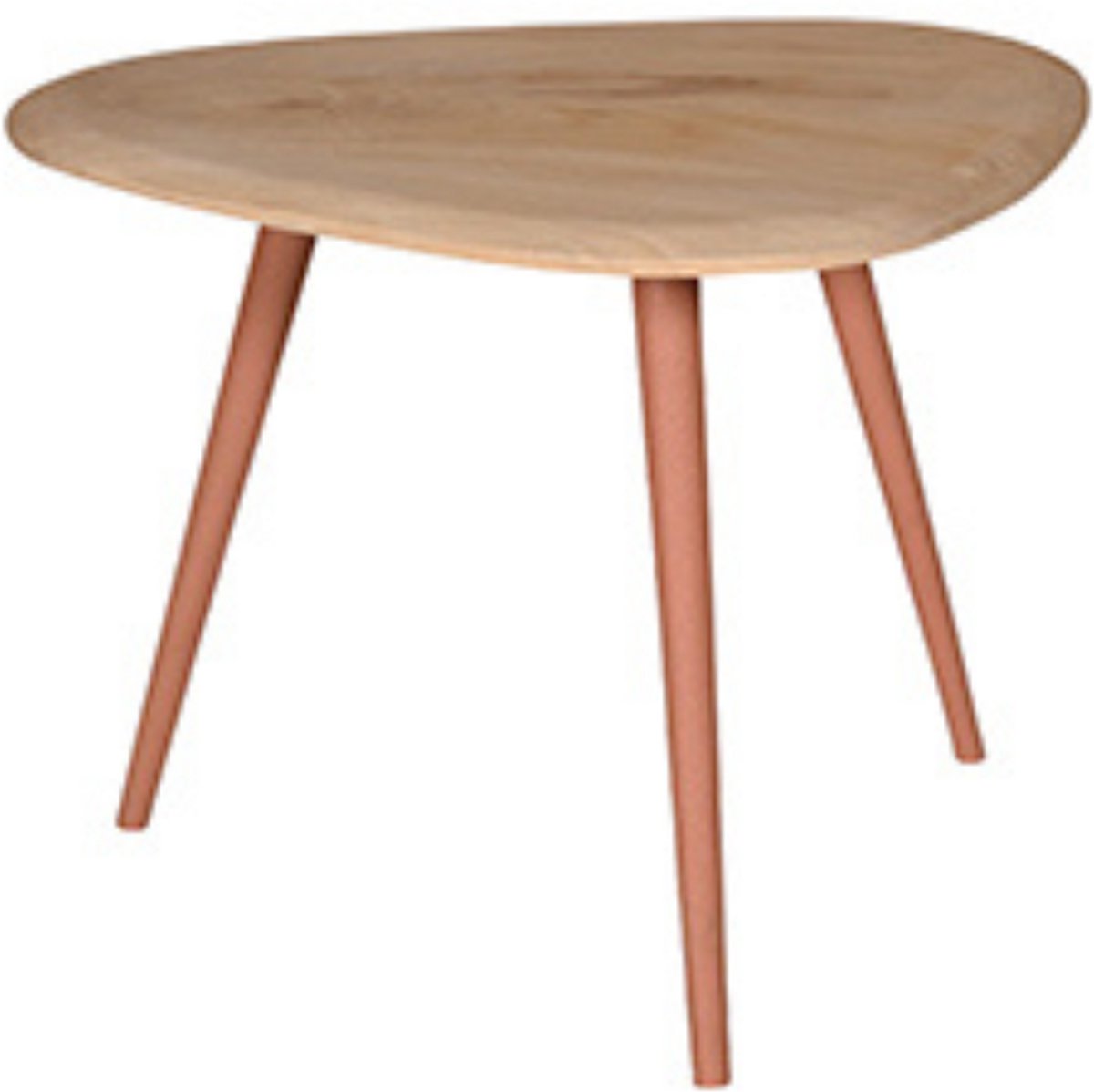 by Mooss - Bijzettafel - Peach Pink - Naturel - Driehoek - Metaal - Hout - S - Trendy