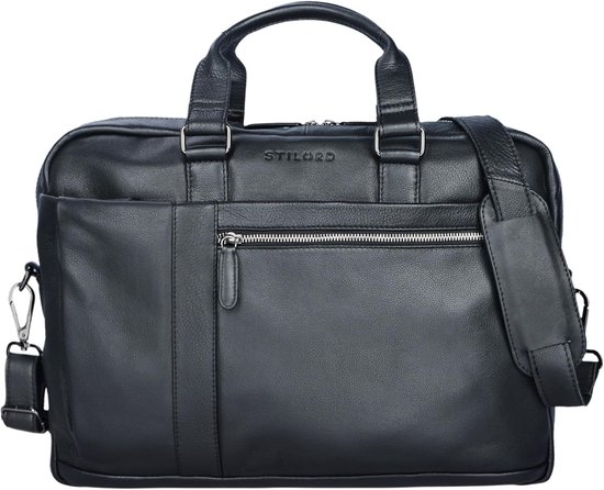 STILORD Tom Vintage Lederen Schoudertas voor Mannen en Vrouwen 15 inch Laptoptas DIN A4 Messenger Bag Tas Echt Leer Kleur:napoli - bruin