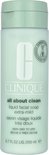 Lichtgroene fles met Clinique logo. "all about clean" liquid facial soap extra-mild.