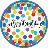 Verjaardag Borden Happy Birthday Confetti 26,7cm 18st