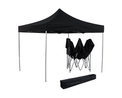 VDD - Partytent - 3 x 3 m - Easy Up Opvouwbaar - Waterdicht - Paviljoen - Inklapbare Tent met Draagtas - Partytent voor Tuin, Feest & Evenementen - Camping - Snelle Opzet - Zwart