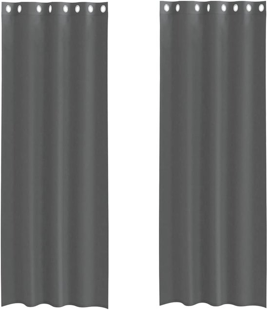 vidaXL - Rideaux - voile - avec - œillets - 2 - pièces - 140x260 - cm - gris foncé