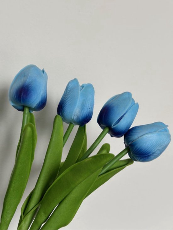 Kunstbloemen Blauwe Tulpen met LED Licht - 10 Stuks - Werkt op Batterij - Tulpenboeket Cadeau voor Moederdag van Merkloos — afbeelding 3