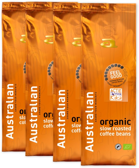 Australian coffee beans Feel Good -4 x 750 gram- UTZ organic- NL-BIO-01