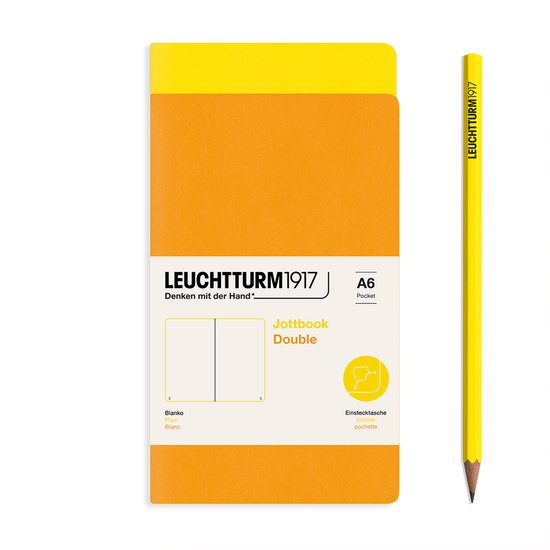 Leuchtturm1917 Double A6 Jottbook Blanco Lemon / Rising Sun (set van 2)