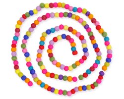 Viltslinger Wolvilt - Bolletjes Small Multicolor - Handmade&Fairtrade - Homedeco - 200cm