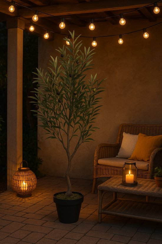 Olijfboom Artificiel 120 cm - Plante Artificielle Réaliste en Pot - Arbre Méditerranéen Sans Entretien pour Intérieur et Extérieur - Vert