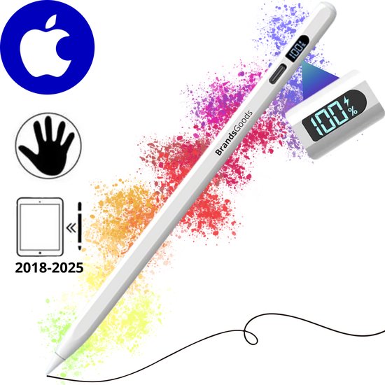 BrandsGoods® Stylus Pen iPad Pensil - Geschikt voor iPads 2018-2025 - Active Stylus pen tablet - Touchscreen Pen Palm Rejection