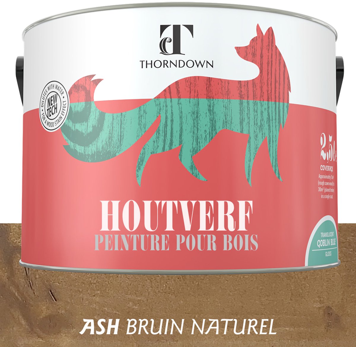 Thorndown - Houtverf Ecologisch Bruin Naturel - Eco vriendelijk - Voor binnen en buiten - Waterbasis - 2,5 Liter