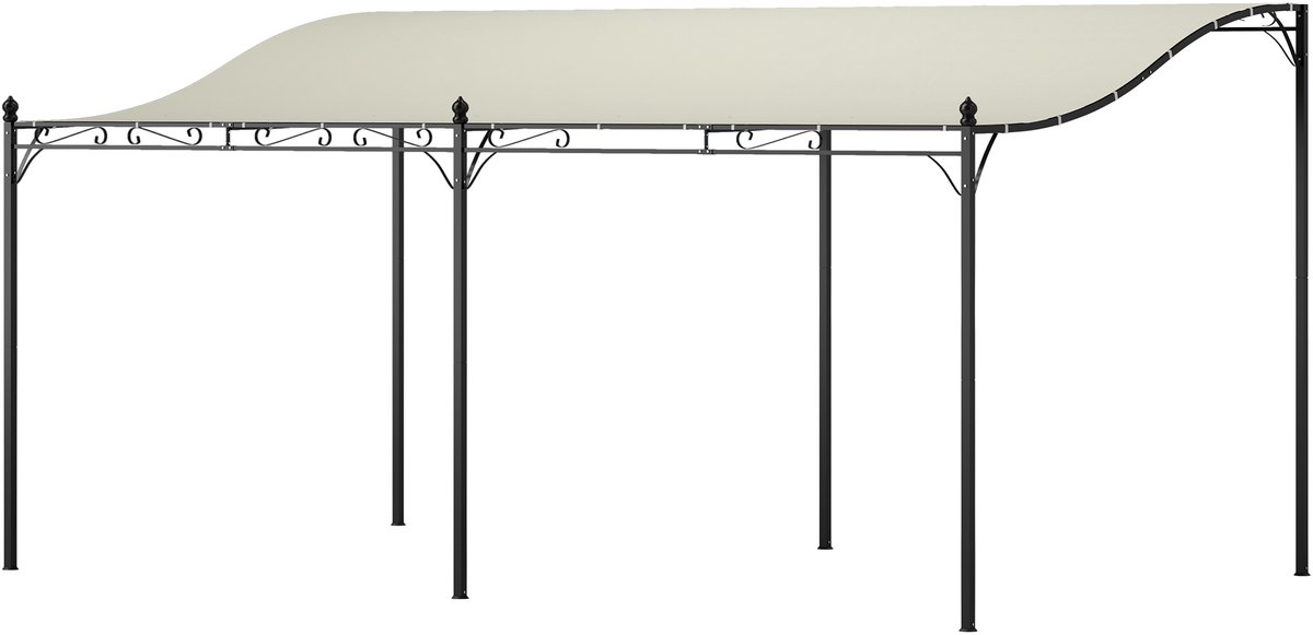 Outsunny Anbaupavillon Metall, Polyester Cremeweiß