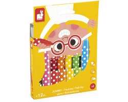 Janod Colo - Jumbo Viltstiften - Set Met 8 Verschillende Kleuren - Gemakkelijk Vast Te Houden En Gemakkelijk Af Te Wassen - 8 Grote Viltstiften Om…