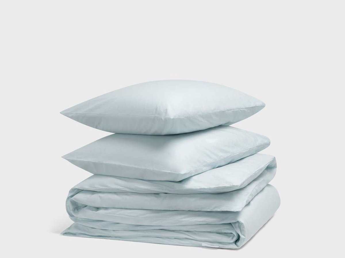 Yumeko dekbedovertrek percal katoen lichtblauw 240x220 + 2/60x70 - Bio, eco & fairtrade