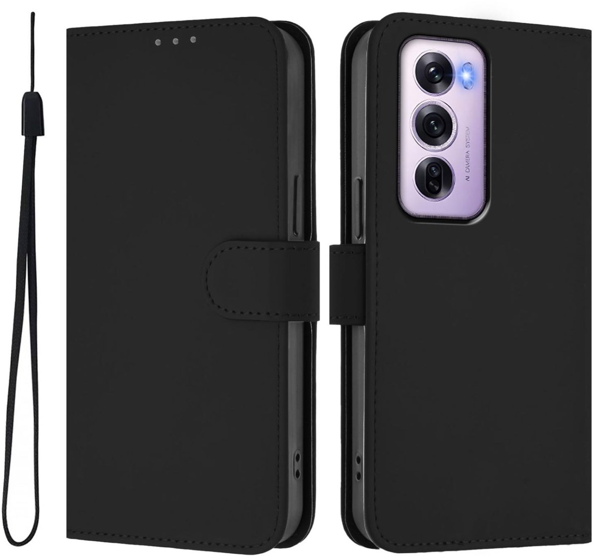Mobigear Telefoonhoesje geschikt voor OPPO Reno 12 Pro Hoesje | Mobigear Urban Wallet Bookcase Portemonnee | Pasjeshouder voor 3 Pasjes | Telefoonhoesje voor Pinpas / OV Kaart / Rijbewijs - Zwart