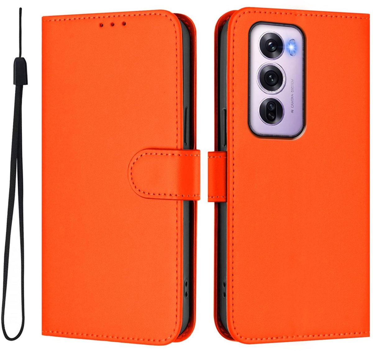 Mobigear Telefoonhoesje geschikt voor OPPO Reno 12 Pro Hoesje | Mobigear Urban Wallet Bookcase Portemonnee | Pasjeshouder voor 3 Pasjes | Telefoonhoesje voor Pinpas / OV Kaart / Rijbewijs - Oranje