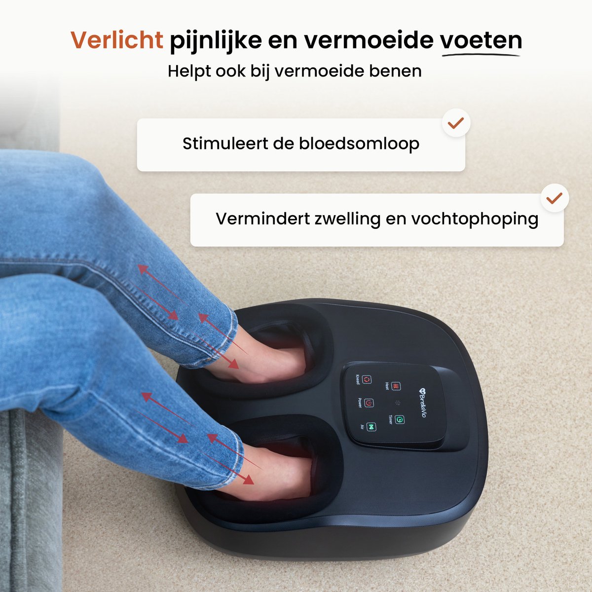 BrellaVio Voetmassage Apparaat - Infrarood Warmte - Shiatsu en Compressie Massage - Bloedsomloop Voet en Been - Wasbare voering thumbnail 4