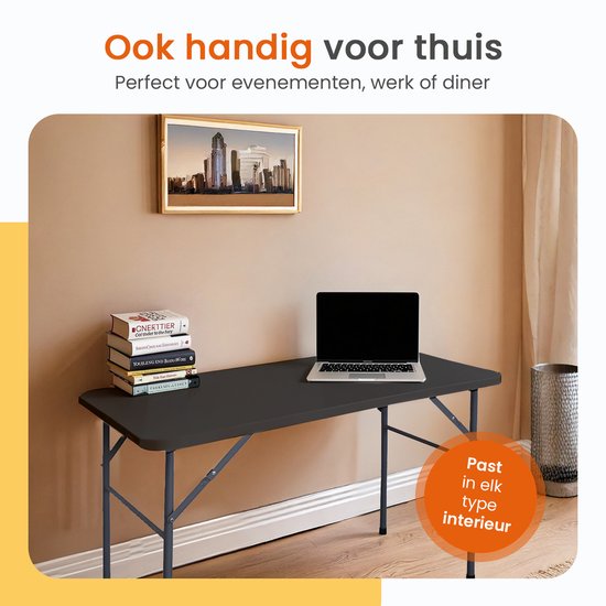 Goliving Inklapbare Tafel - Klaptafel - Campingtafel - Vouwtafel Buiten - Weerbestendig - 122 x 60 x 74 cm - Zwart van Goliving — afbeelding 4