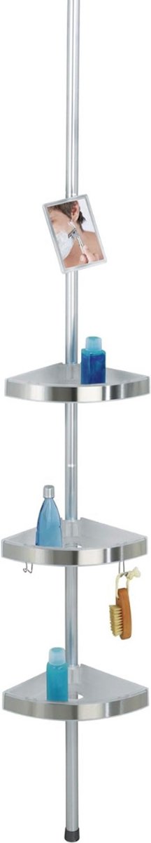Zylo® Telescopisch Doucherek - Telescopisch Badkamerrek - Badkamerrekje Hoek Telescopische - Zilver - 20cm x 28cm x 70cm