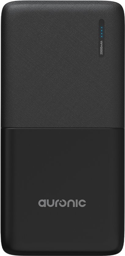 Auronic Powerbank 20.000 mAh - Opladen via USB-C en USB-A - Voor iPhone, Samsung en Meer - Inclusief Kabel - 4 Oplaadporten - Externe Batterij - Noodpakket - Zwart